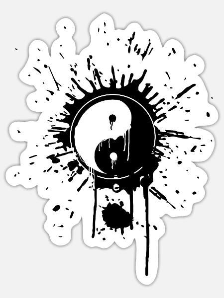 Yin Yang Black White Balance Spiritual - Sticker - white matte