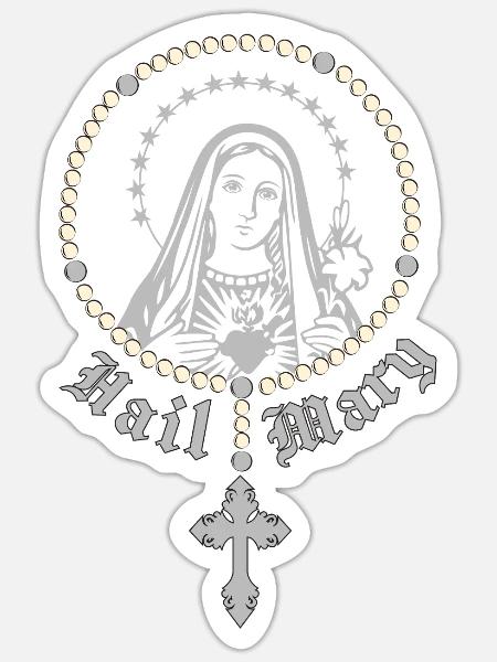 Hail Mary Prayer To Holy Mary Mother Of God - Sticker - white matte