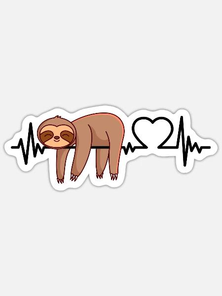 Sloth heartbeat - Sticker - white matte