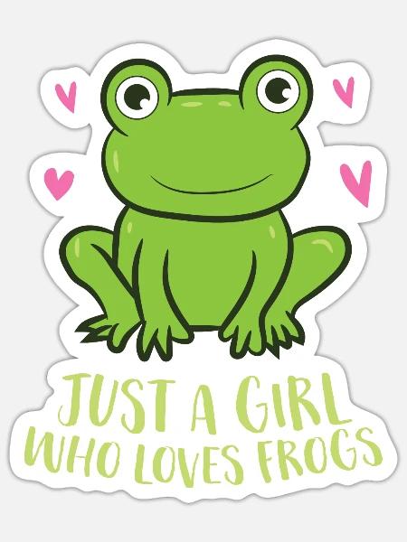 Frog Girl Just A Girl Who Loves Frogs - Sticker - white matte