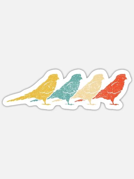 Vintage Retro Budgie Bird Budgerigar - Sticker - white matte
