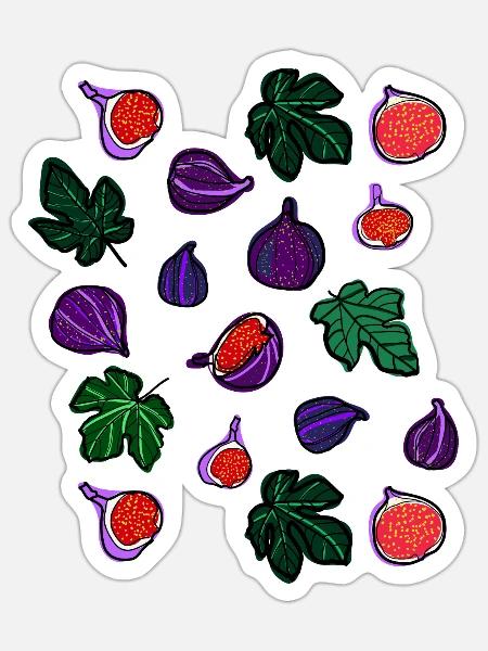 Figs fruits pattern1 - Sticker - white matte