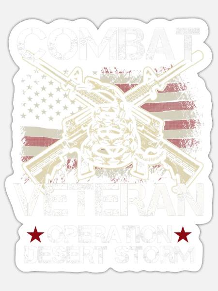 Combat Veteran Desert Storm Military Flag - Sticker - white matte