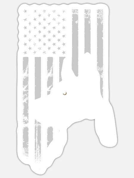 Black German Shepherd American Flag USA - Sticker - white matte
