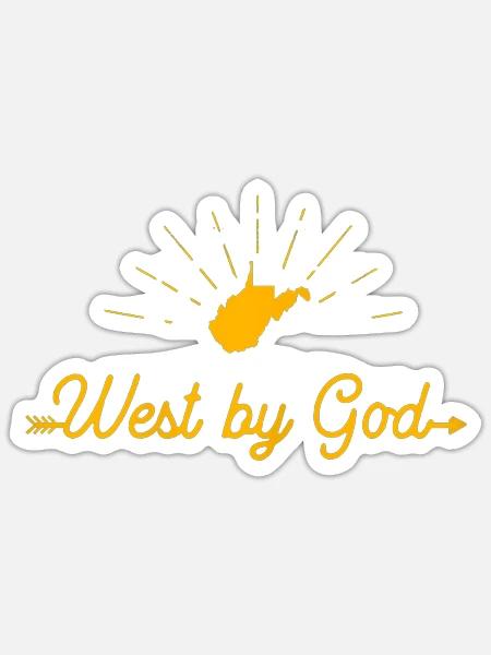 Womens Ladies West By God Tee West Virginia Women - Sticker - white matte