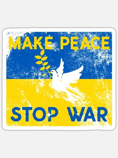 Support Ukraine in time of need stop war make peac - Sticker - white matte