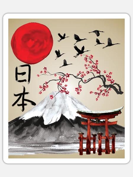 Japan Vintage Japanese Art Aesthetic - Sticker - white matte