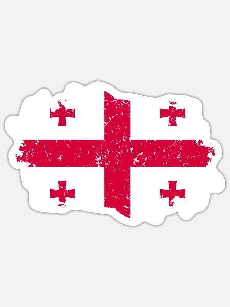 Georgia Flag Grunge Country Flag Georgia - Sticker - white matte