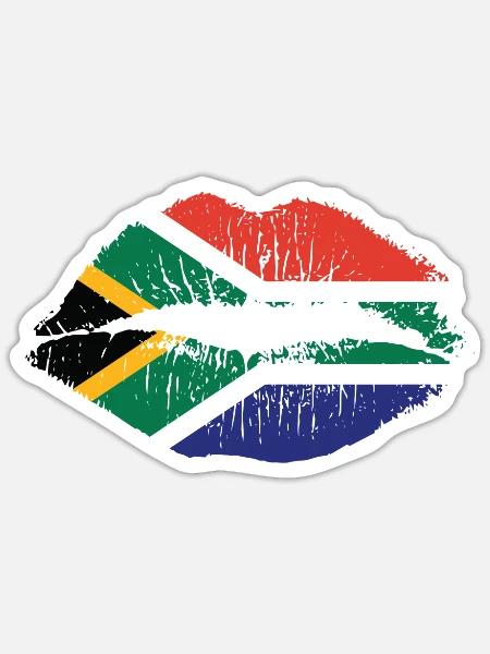 Mouth Lips with South Africa Colors Continent - Sticker - white matte