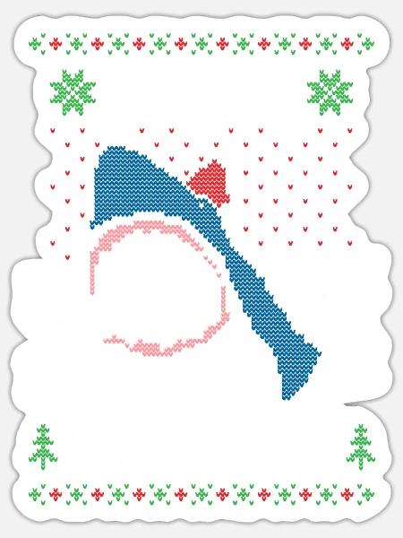 Shark christmas ugly sweater - Sticker - white matte