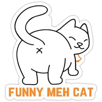 Funny Meh Cat - Sticker - white matte - Front