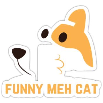 Funny Meh Cat Birthday - Sticker - white matte - Front