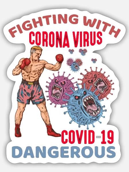 Fighting with Corona - Sticker - white matte