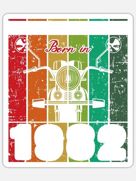 Le meilleur des années 80 né en 1982 Moto classique - Sticker - blanc mat