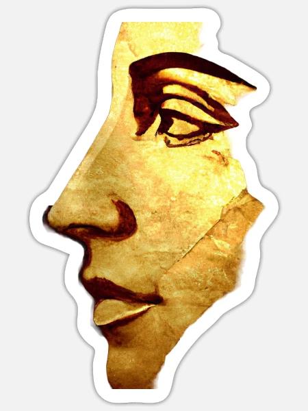 Golden Face Portrait Of A Women - Sticker - white matte