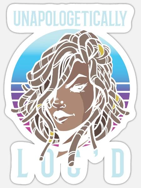 Loc'd Up Afro Hair Black American African Girl - Sticker - white matte