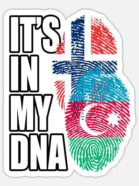 Azerbaijani And Norwegian Mix Heritage DNA Flag - Sticker - white matte