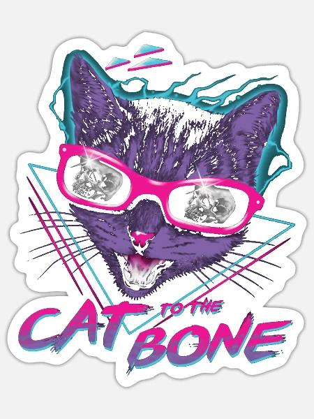 Vaporwave Cat Streetwear - Sticker - white matte