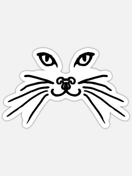Cat Face out line - Sticker - white matte