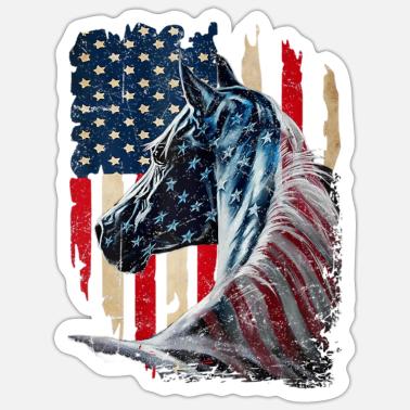 Holographic American Flag Horse Vinyl Decal - Patriotic Equestrian Bumper Sticker, Waterproof, Made In USA
