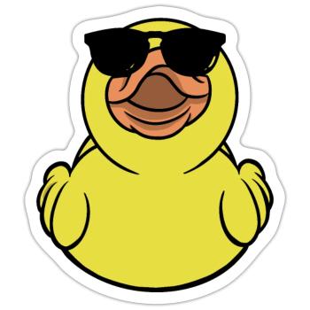 Rubber Duckie Duck With Sunglasses - Sticker - white matte - Front