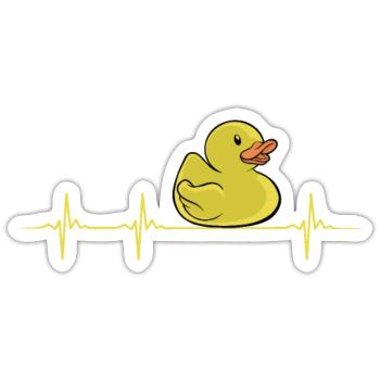Cute Rubber Duckie Heartbeat - Sticker - white matte - Front