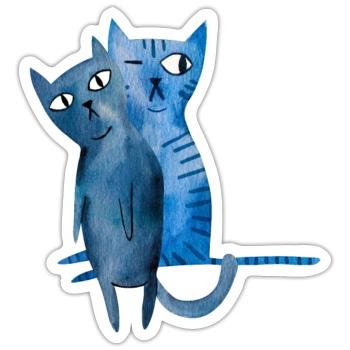 Two blue cats - Sticker - white matte - Front