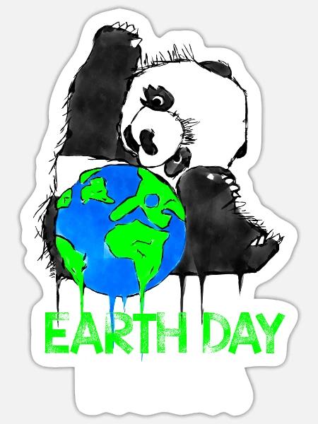 Earth Day Panda - Sticker - white matte
