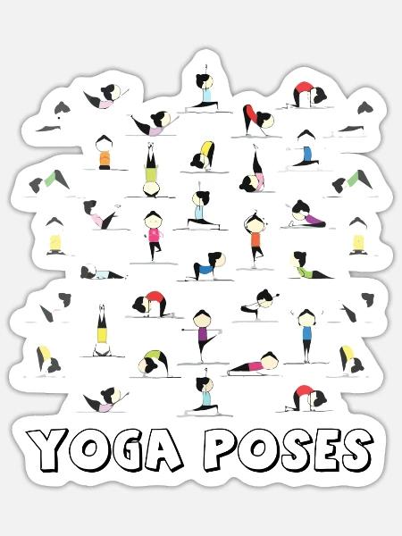 Funny YOGA POSES - Sticker - white matte