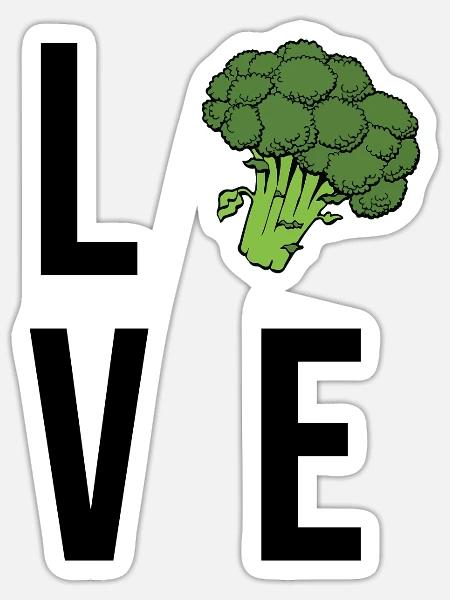 J’adore le brocoli vert-brocoli salade-légumes verts - Sticker - blanc mat
