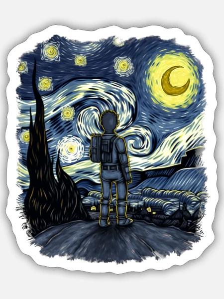 Starry Night Hiker - Sticker - white matte