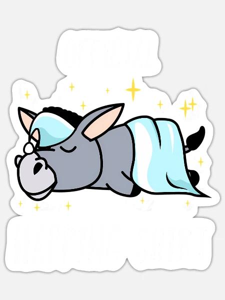 Sleeping Donkey Pajamas Sleepyhead - Sticker - white matte