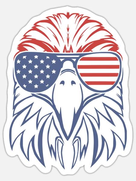 American Bald Eagle Usa Flag 4Th Of July Eagle Usa - Sticker - white matte