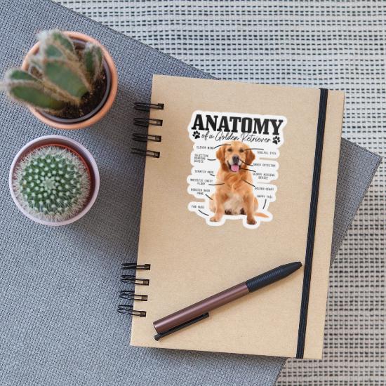 Golden Retriever Make-up Tasche – 'Anatomy Of A Golden Retriever', 23,5x17 Cm, Leinen
