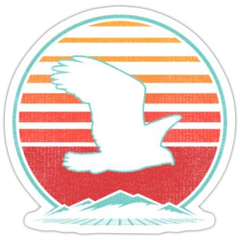 Kestrel Bird 80S Style Birding - Sticker - white matte - Front