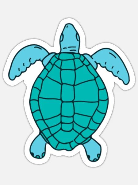 Sea Turtle Swimming Drawing - Sticker - white matte