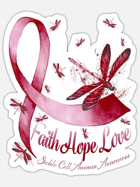 Faith Hope Love Sickle Cell Anemia Awareness - Sticker - white matte
