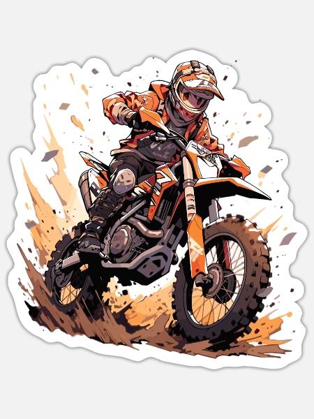 Motocross Dirtbike Motocross Motocross Motorcycle - Sticker - white matte