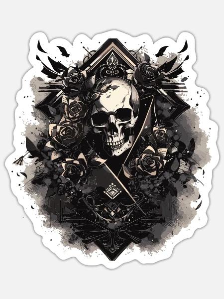 Totenkopf Skull Skulls Skull Skeleton - Sticker - white matte
