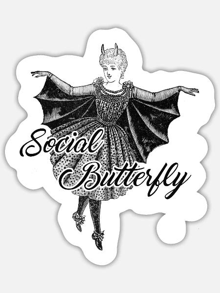 Gothic Social Butterfly - Sticker - white matte