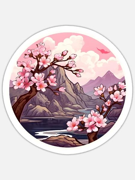 Cherry Blossom Tree - Sticker - white matte