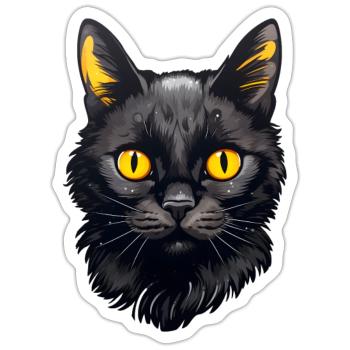 Black Cat face - Sticker - white matte - Front