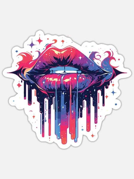 Lips Kiss Mouth Kiss Mouth Red Lips - Sticker - white matte