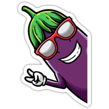 Eggplant Fruit Vegetable Vegetarian - Sticker - white matte - Front