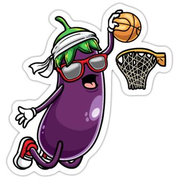 Eggplant Fruit Vegetable Vegetarian - Sticker - white matte - Front