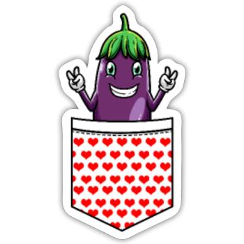 Eggplant Fruit Vegetable Vegetarian - Sticker - white matte - Front