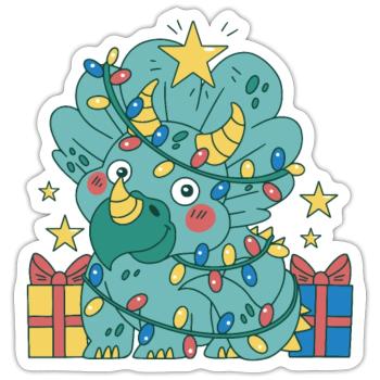 Prehistoric Holiday Cheer - Sticker - white matte - Front