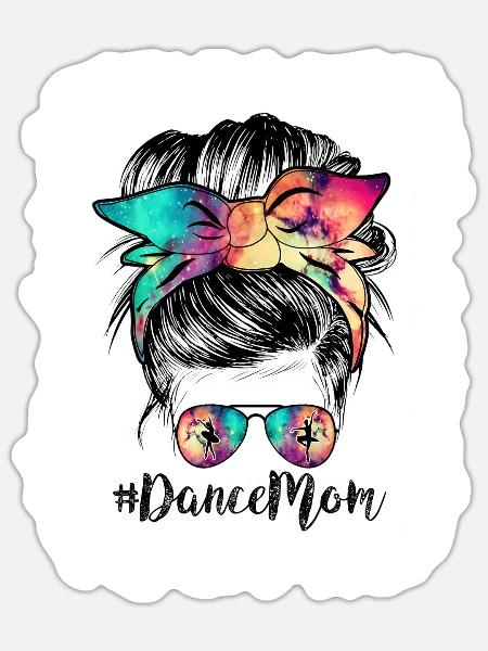 002311 Dance Mom Dancing Mommy Messy Bun Mom Mama - Sticker - white matte