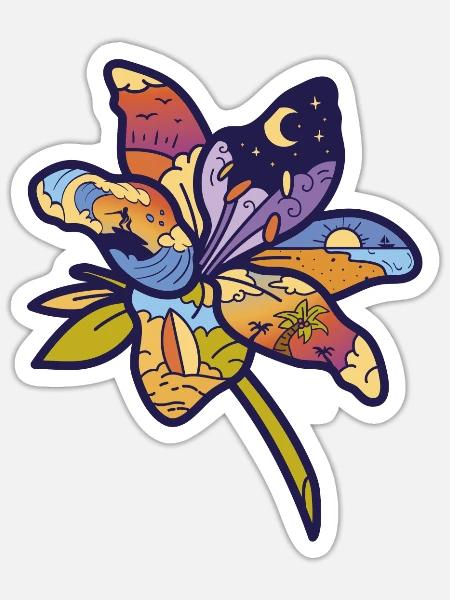 Surf's Blossom Beach Vibes - Sticker - white matte