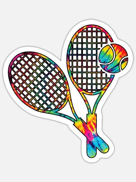 Beach Tennis Tie Dye Rainbow Teenage Men Girls Fun - Sticker - white matte